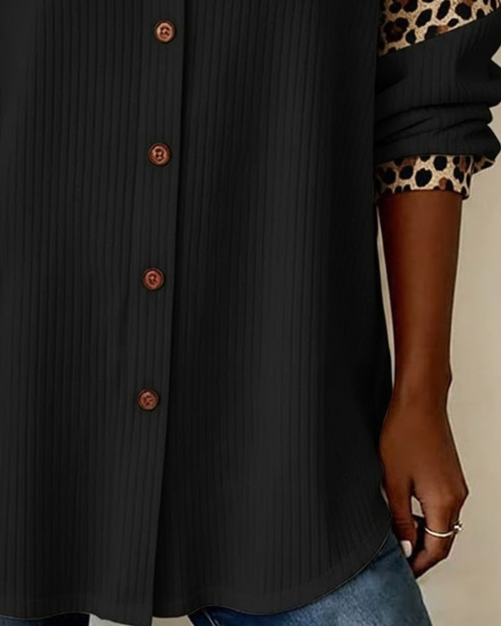 VALÉRIE – CHEMISE DÉCONTRACTÉE À MANCHES MOTIFS ANIMALIER