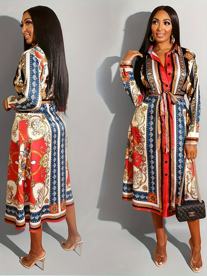 Marigold - Robe Chemise à Manches Longues Mi-Mollet