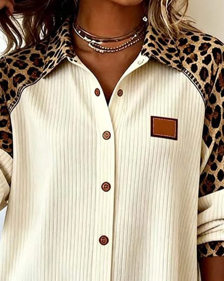 VALÉRIE – CHEMISE DÉCONTRACTÉE À MANCHES MOTIFS ANIMALIER
