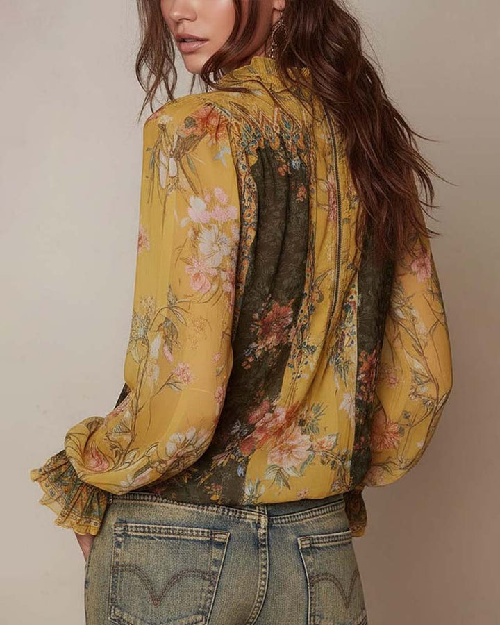 LILLIAN – BLOUSE FLORALE ROMANTIQUE À ZIP