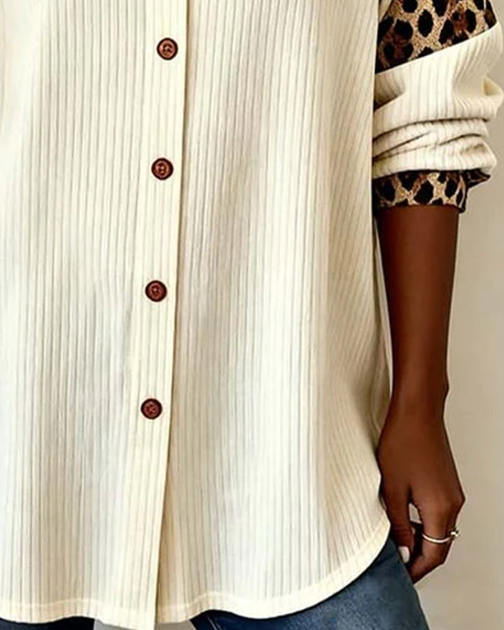 VALÉRIE – CHEMISE DÉCONTRACTÉE À MANCHES MOTIFS ANIMALIER