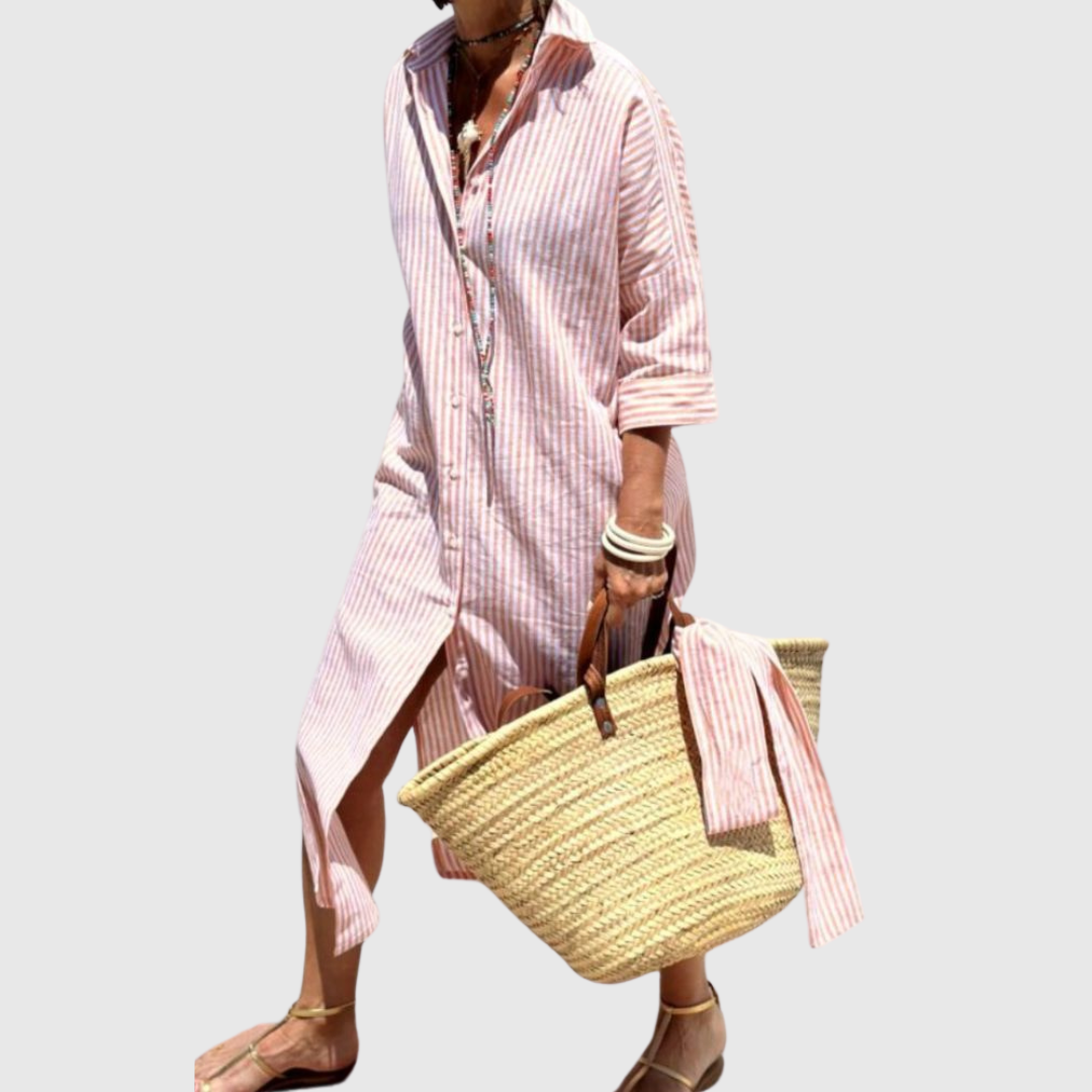 Elodie - Robe Chemise Rayée Chic