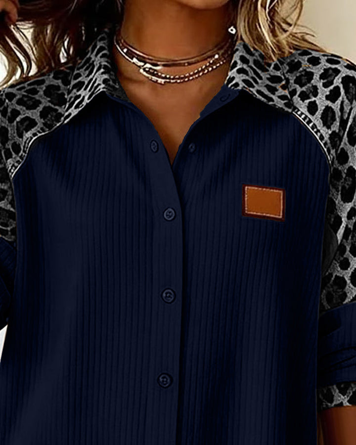 VALÉRIE – CHEMISE DÉCONTRACTÉE À MANCHES MOTIFS ANIMALIER