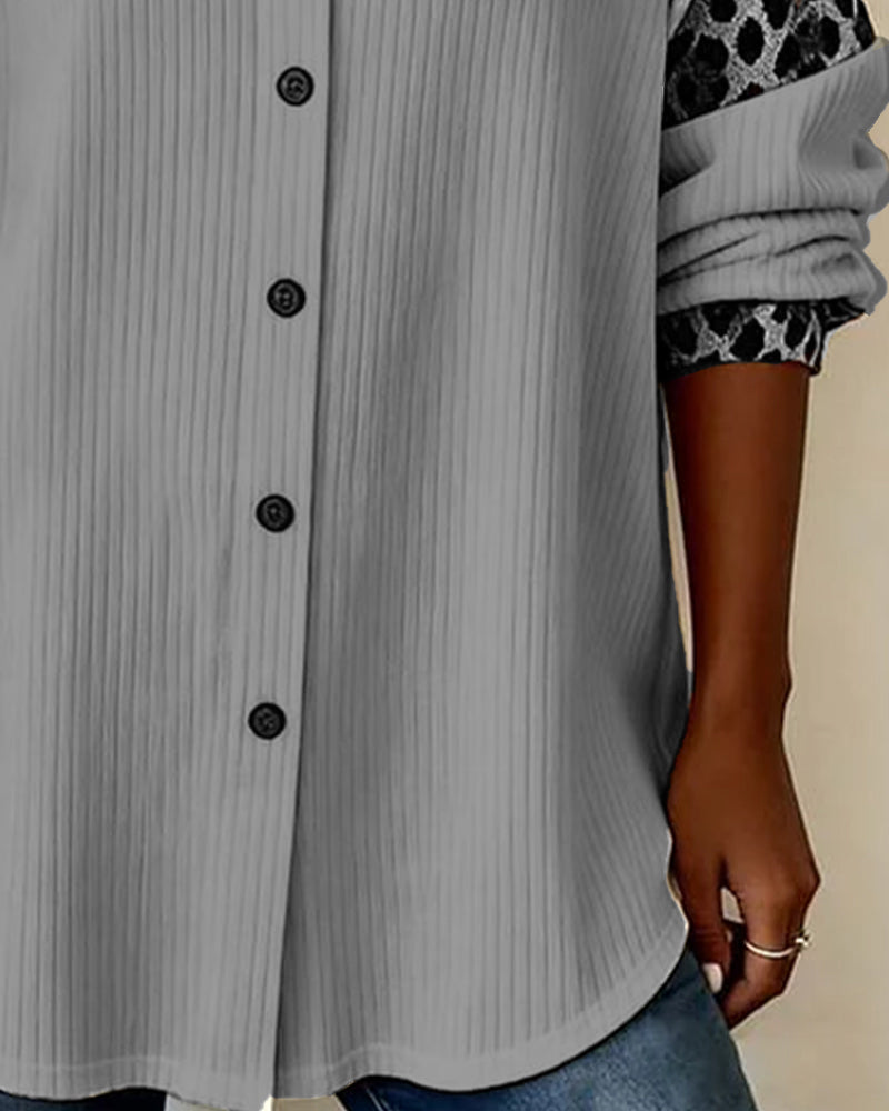 VALÉRIE – CHEMISE DÉCONTRACTÉE À MANCHES MOTIFS ANIMALIER