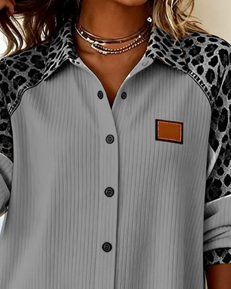 VALÉRIE – CHEMISE DÉCONTRACTÉE À MANCHES MOTIFS ANIMALIER