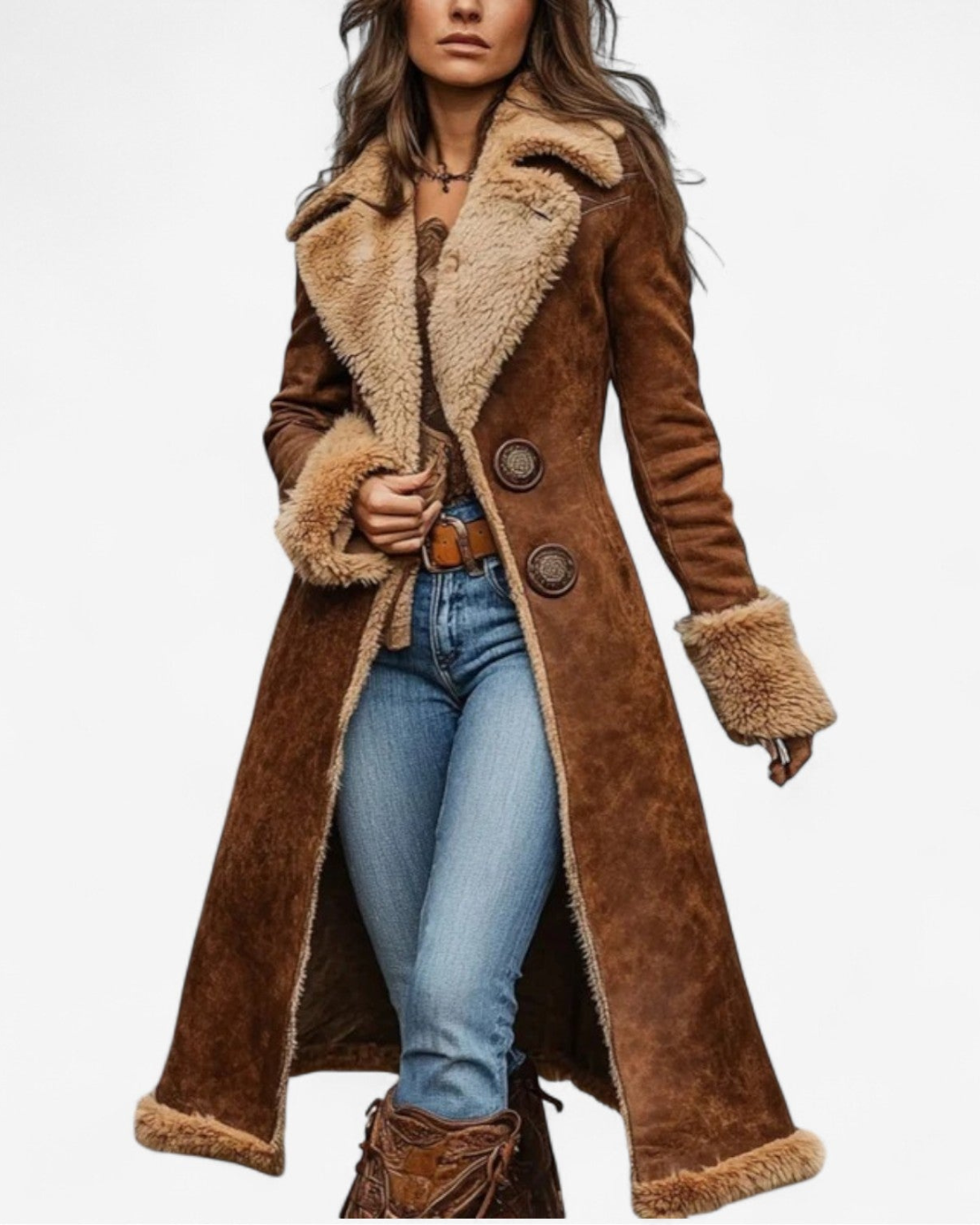 EVELINA – MANTEAU LONG SHERPA DE LUXE