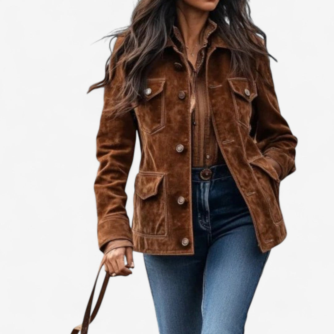 LUCIE – VESTE COURTE EN VELOURS EFFET VINTAGE