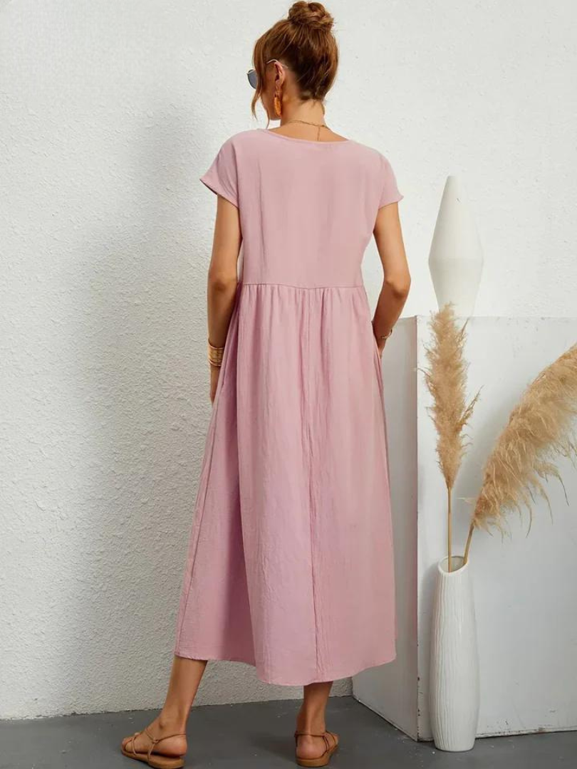 Maelis - Robe de Poche en Coton-Lin pour Femmes