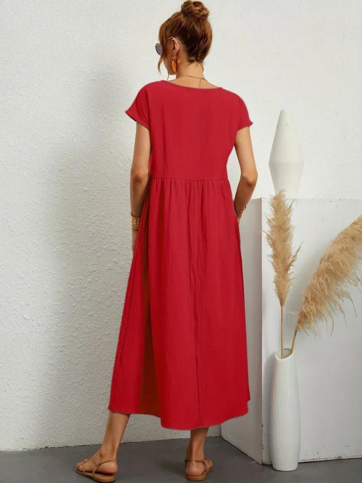 Maelis - Robe de Poche en Coton-Lin pour Femmes