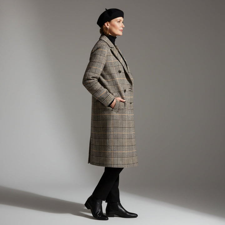 Kathleen | Manteau en Laine à Carreaux Intemporel