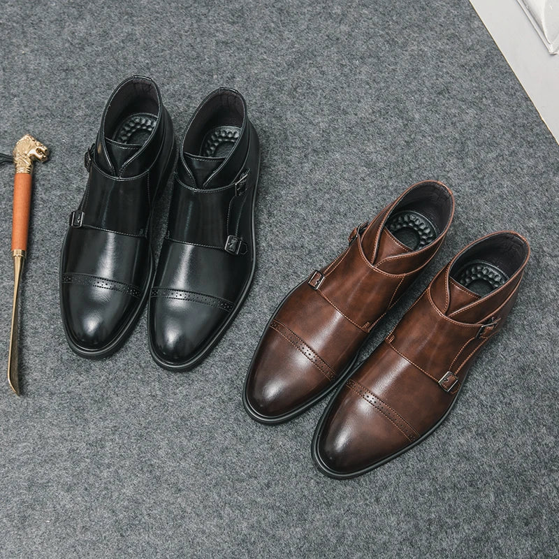 Parker | Bottines en simili cuir avec double boucle monk