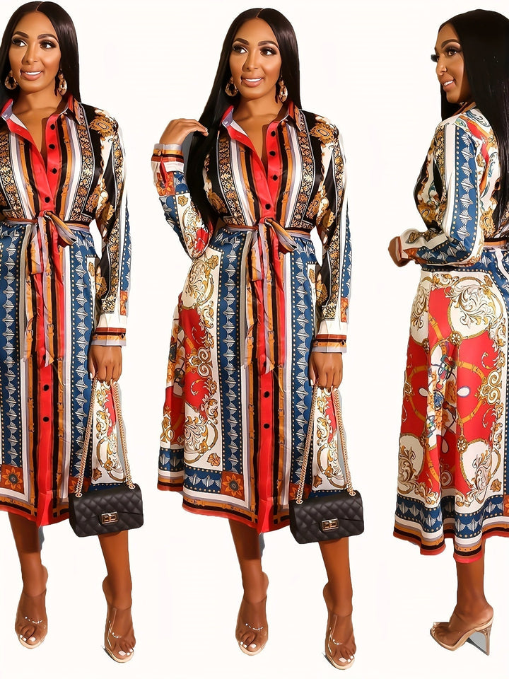 Marigold - Robe Chemise à Manches Longues Mi-Mollet