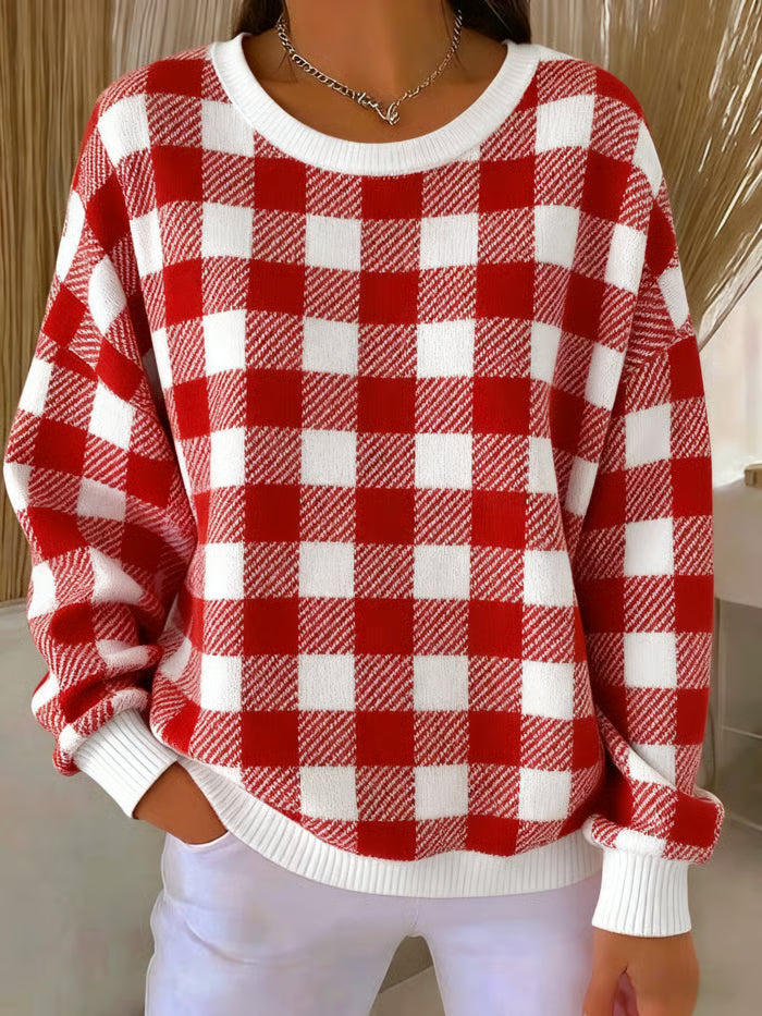 Tess - Pull en tricot avec motif à carreaux