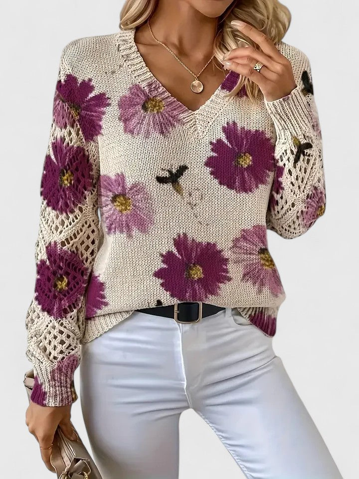 Aurélie | Pull élégant avec motif floral