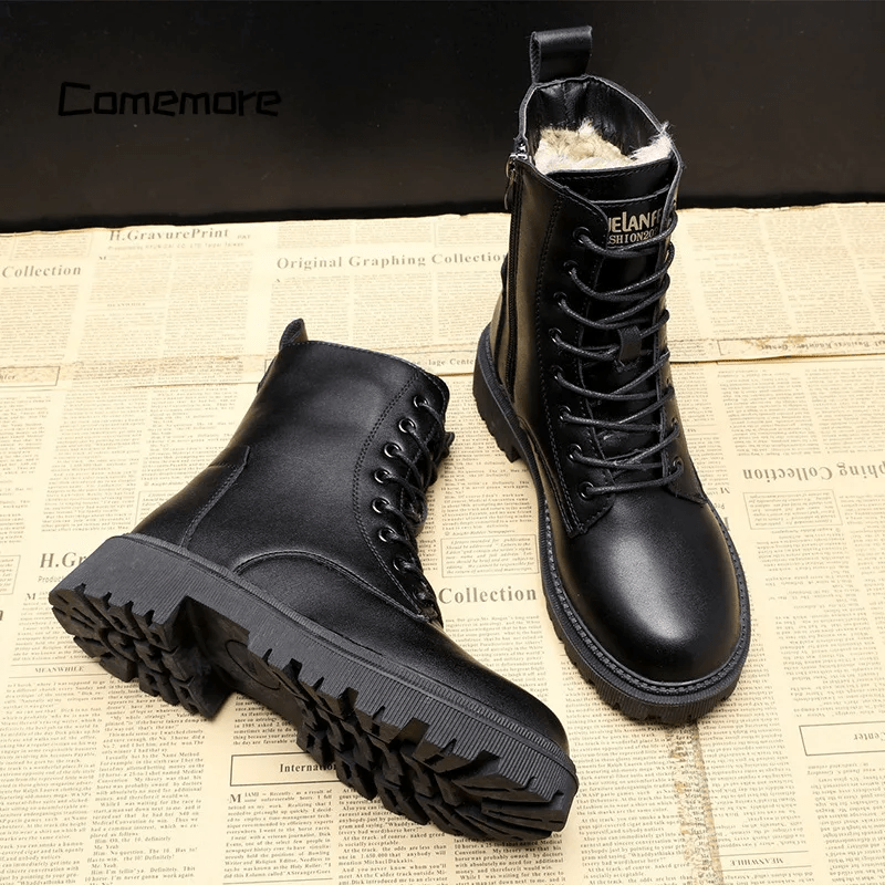 Bottes en Cuir Noir Poli